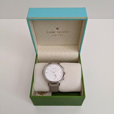NEW Kate Spade Womens Hybrid Smart Watch Metro Grand Gray Leather 40mm KST23101