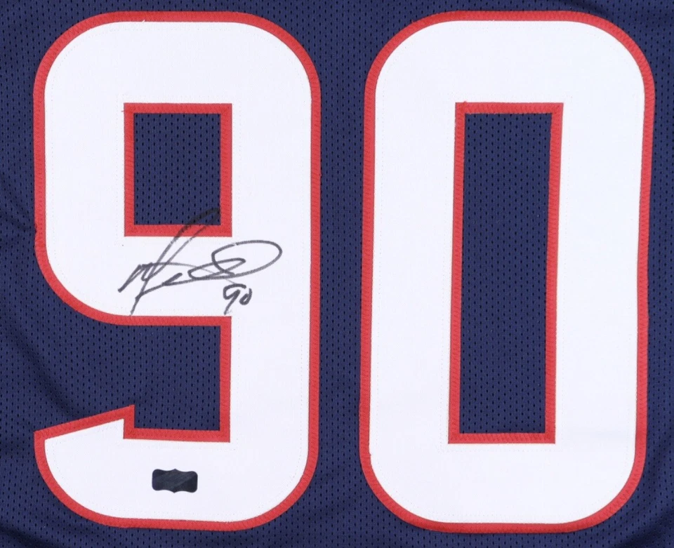 Camiseta deportiva autografiada azul marino personalizada firmada por Mario Williams Houston (Radtke) Foto 2 de 4