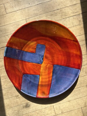 Vintage Poole Pottery Signed 42 cm  Reflections Abstract Platter Wall Art