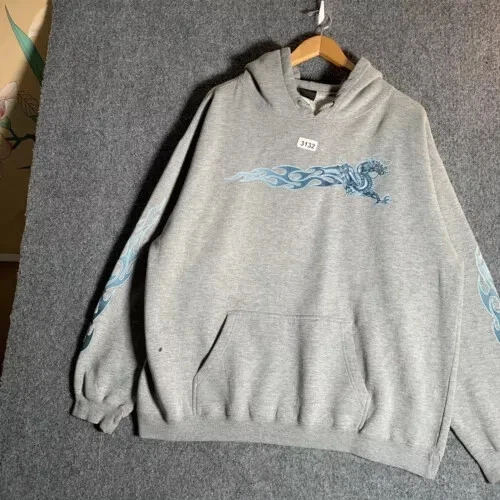 Vintage Year Of The Dragon Hoodie Adult Extra Large Grey Long Sleeve Men’s 90s - Image 2 of 4