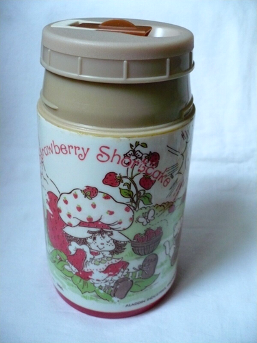 Erdbeere Shortcake Vintage Metall Brotdose, Eimer, 1980, mit Thermoskanne + Tasse - Bild 12 von 20