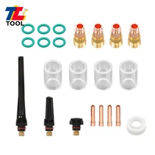 22-pk TIG Welding Torch Stubby Gas Lens #10 Pyrex Glass Cup Kit For WP-17/18/26