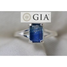 GIA Certified Blue Sapphire Ring 2.18 Carat Natural Earth Mined Solitaire H8