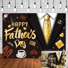 Golden Happy Father's Day Backdrop I Love Dad Banner Father's Day Party Backdrop