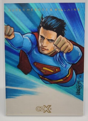 SUPERMAN 2019 CZX SUPER HEROES & SUPER VILLAINS SKETCH BY LEON G. BRAOJOS 1/1
