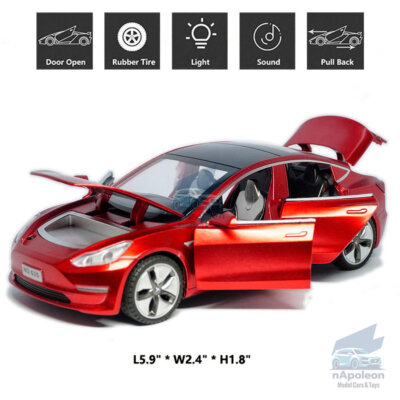 Tesla Model 3 ミニカー 1/43 レッド Genuine Tesla Model 3 Collectible Diecast Toy Car 1:43 OEM