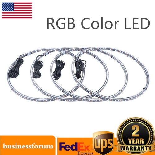 4x17.5'' RGB Color Double Row Wheel Ring Lights Bluetooth Truck LED
