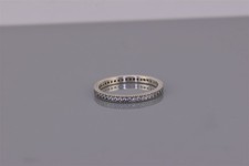 Sterling Silver 2mm Cubic Zirconia Accented Eternity Band Ring 925 Sz: 8