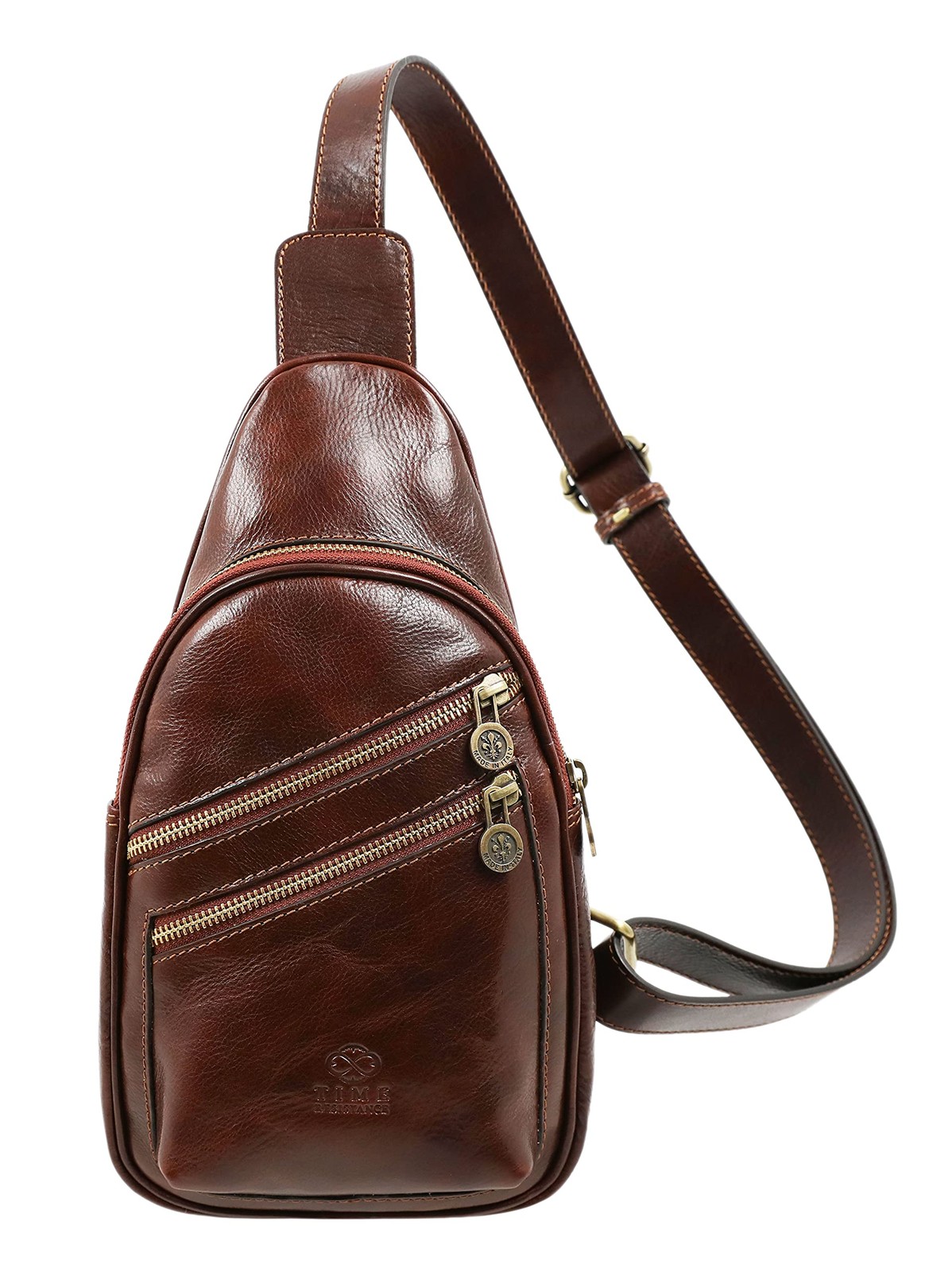 Time Resistance Zaino Monospalla Uomo in Vera Pelle Made in Italy – (W7d)