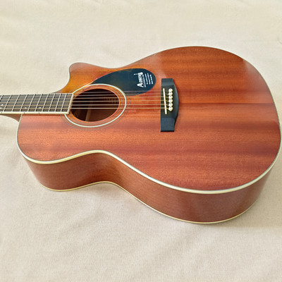 40'' Brown Cutaway Acoustic Guitar Mahogany layer Wood Top Hollow Gigbag Bone Nut