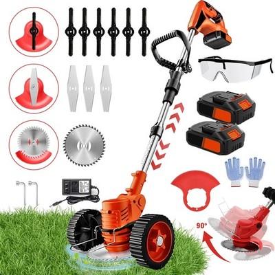 Electric Cordless Grass String Trimmer Lawn Edger WeedWacker Cutter & 2 Battery