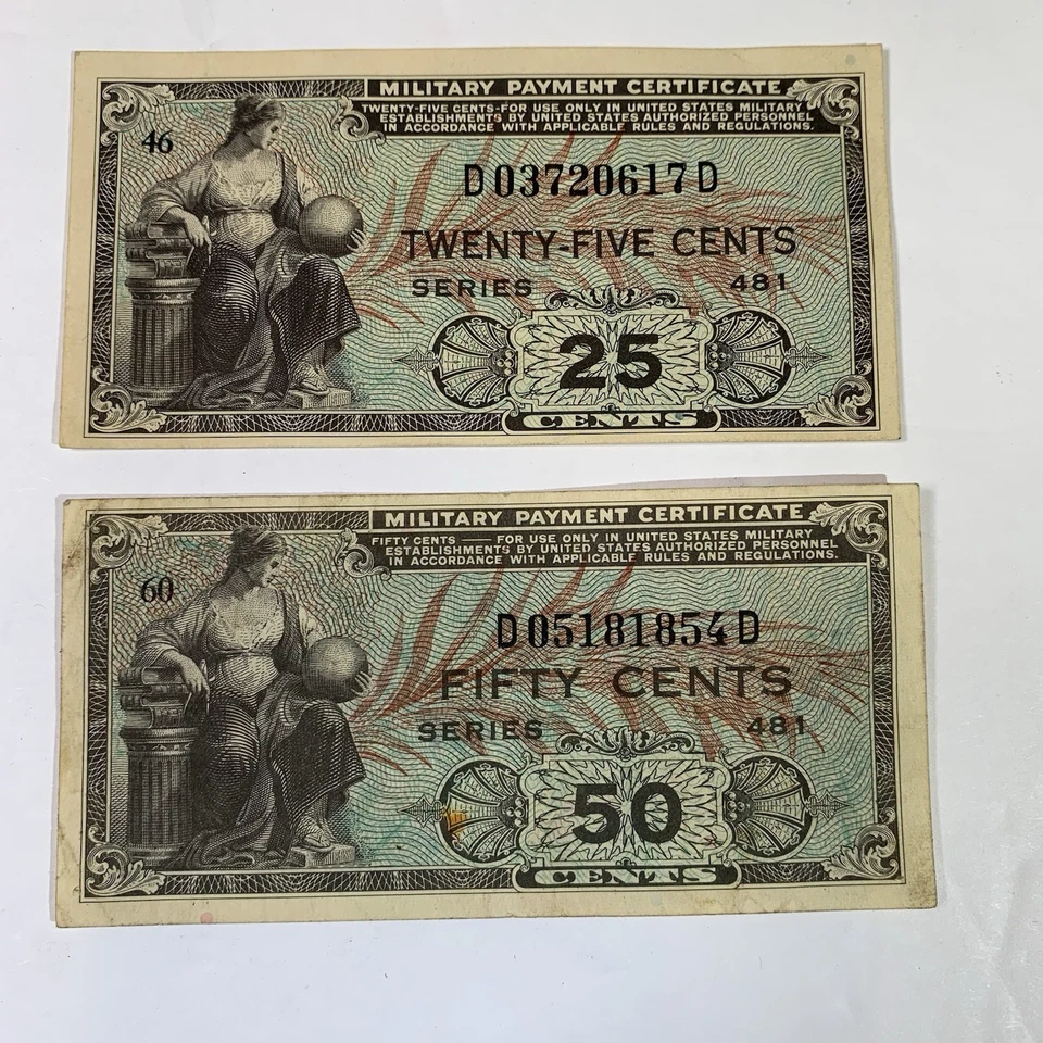 Military payment certificate 50, 25, 10 & 5 Cent Series 481 CIRCULATED Lot Of 4 - Image 4 of 4