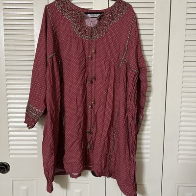 maria b original Embroidered Frock Kameez Shalwar Party Wear Linen Size XL