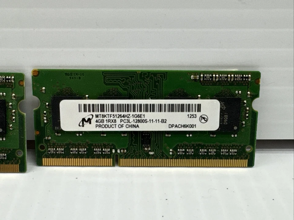 MT8KTF51264HZ-1G6E1 OEM Micron Laptop Memory 4GB 1Rx8 PC3L-12800S-11-11-B2 - Image 3 of 4