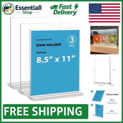 Elegant 3-Pack 8.5x11 Double-Sided Acrylic Sign Holders for Displaying Content