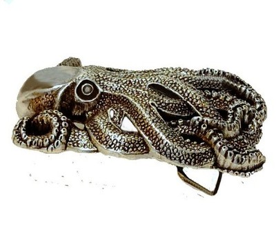 Octopus Sea Belt Buckle Creature  3D Tentacles  Nautical   Vintage