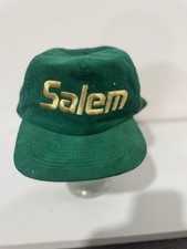 Salem Vintage Snap-Back Trucker Hat Cap with Green Gold Corduroy Men's 90s