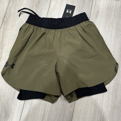 NEW MENS UNDER ARMOUR SHORTS VANISH PEAK WOVEN 2 IN 1 LINED  1378604-390 GREEN M