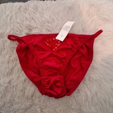 Unbranded nwt vintage panties womens XL 8 red satin high cut sequins