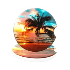  Car Cup Holder Coasters, 2 Pack Absorbent Ceramic Coaster 2.56" Universal 