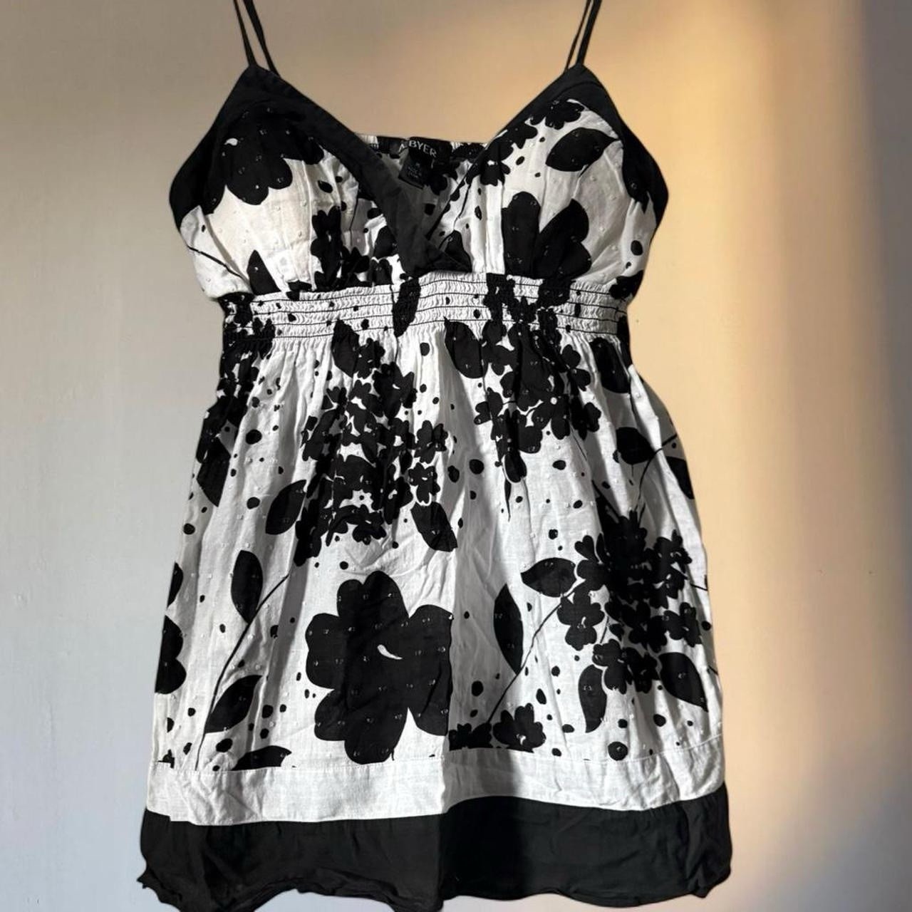 VNTG Y2k Chic Byer California Romantic Floral Babydoll Spaghetti Strap Tank M