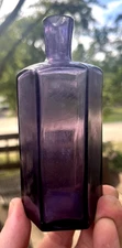 NICE AMETHYST COLORED 6 SIDED COLOGNE BOTTLE SCRATCHY PONTIL 1840'S ERA DUG L@@K