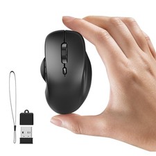 Uiosmuph Mini Wireless Bluetooth Mouse for Travel, Silent Rechargeable Black