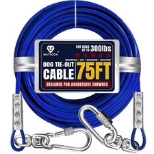 Tie Out Cable for Dogs Up to 300lbs,75ft Extra Strong 1000lbs Break Strength ...