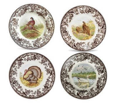 Spode Woodland Set Of 4 Dinner Plates- 4 unique Birds 3640 | eBay