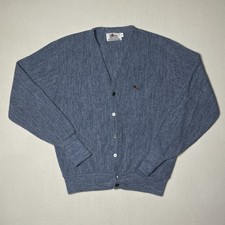 Vintage 70s Steeplechase Grey Lightweight Orlon Acrylic Cardigan Sweater Medium