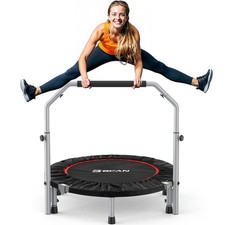 40/48 Foldable Mini Trampoline Max Load 330lbs/440lbs, Fitness Rebounder with Ad
