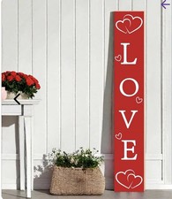 Valentine Porch Sign 46.8in Wooden Heart Door Welcome Outdoor Decor