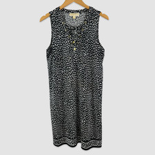 Michael Kors Womens Size Large Dress Shift Sleeveless Animal Print Black White
