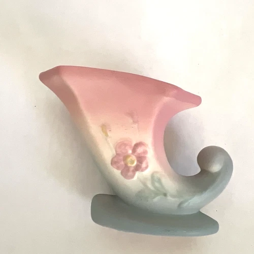 Hull Art Pottery Vase Vintage Pastel Pink Blue Matte with Wildflower Design USA