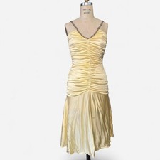 Y2K Butter Yellow Silk Midi Dress