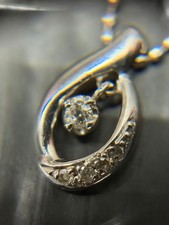 K10WG 0.05ct swinging diamond design necklace