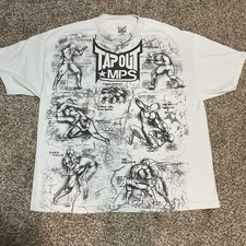 Vintage Tapout MPS Mens 2XL Shirt Grey MMA Fighting All Over Print Y2K