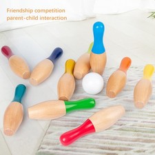 Lawn Bowling Games Wooden Backyard Skittles Yard Game Set With 10 Pins 3 Balls