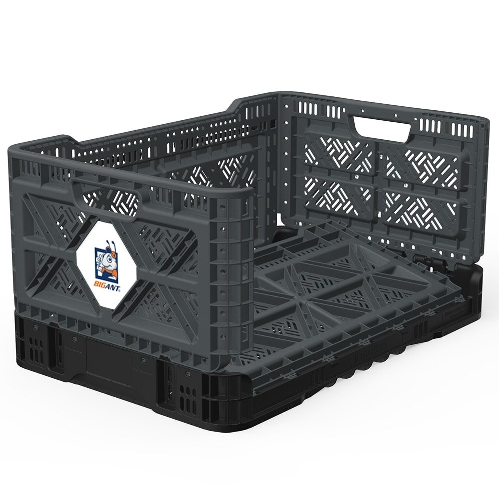 Heavy Duty Collapsible & Stackable Plastic Milk Crate - Snap Lock Foldable