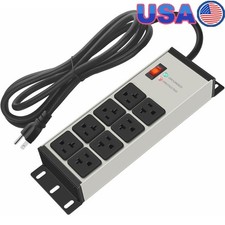 Heavy Duty 20A Power Strip 8 Outlets Surge Protector Wall Mount Industrial Use