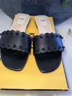 Fendi Sandao Vitello Borchie Flat Studded Sandals Black Size 38 — photo 1