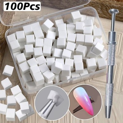 100Pcs Gradient Nail Art Sponge Set Ombre Gel Polish DIY Manicure Tool + Pen