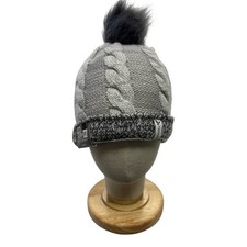 NWT New Era NFL Cable Knit Pom Beanie Hat Cuffed Winter Cap Gray Womens OSFA