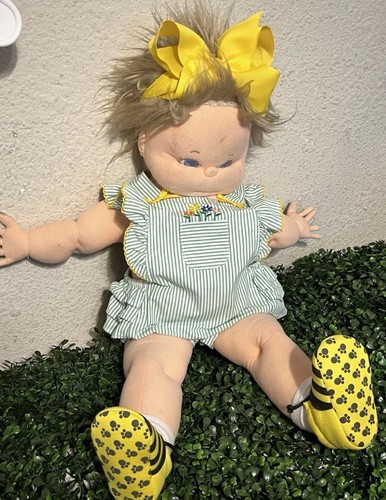 OOAK Soft Sculpture Doll 23” Blonde Hair Blue Eyes Handmade
