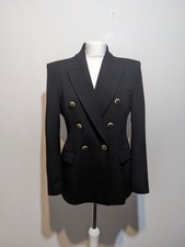 Zara Classic Black Double Breasted Blazer Jacket Size M