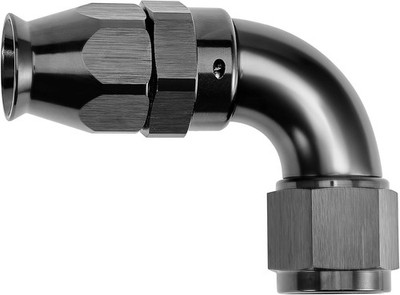  10AN 90 Degree PTFE One Piece Full Flow End Hose Fitting Aluminum Black
