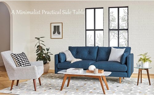 Tempered Glass Small End Table, Mnimalist Round Side Small, Clear - Picture 2 of 6
