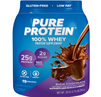 Pure Protein 100% Whey Protein Powder, Rich Chocolate, 25 g Protein, 1.75 lb ...