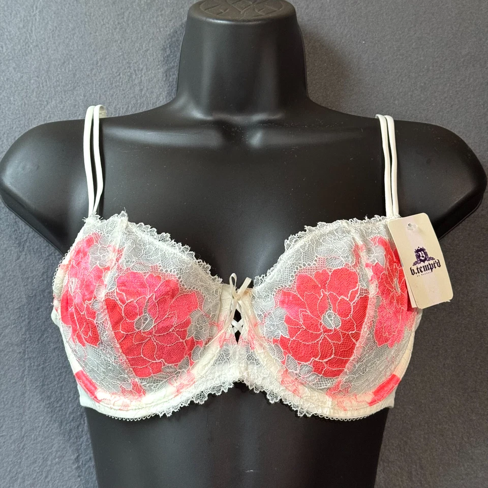 Conjunto de sujetador y bragas con aros suntuoso B.Tempt’d Wacoal encaje rosa marfil 36C / 8-XL Foto 3 de 4