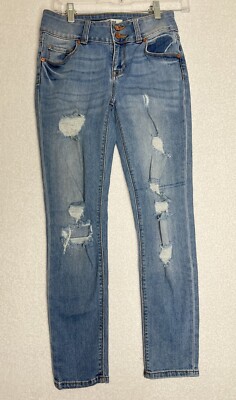 Refuge Blue Distressed Stretch Denim Jeans Women's Size 4